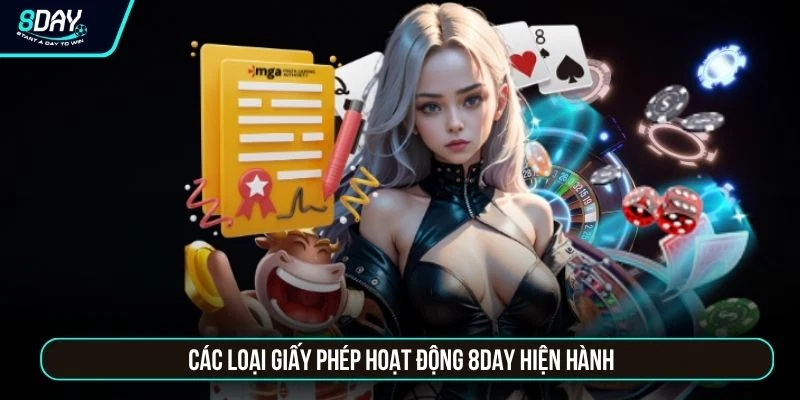 Giấy Phép Hoạt Động 8DAY - Quỹ Bảo Chứng 20.000.000 USD Các loại giấy phép hoạt động 8DAY hiện hành